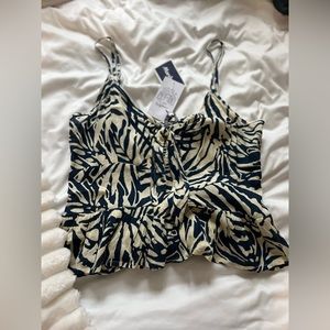 Navy blue and cream tank top